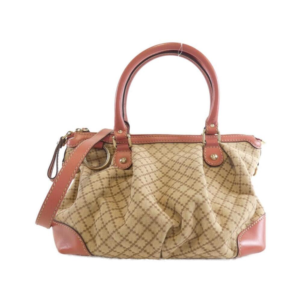 Gucci Sukey handbag diamante beige canvas body red leather
